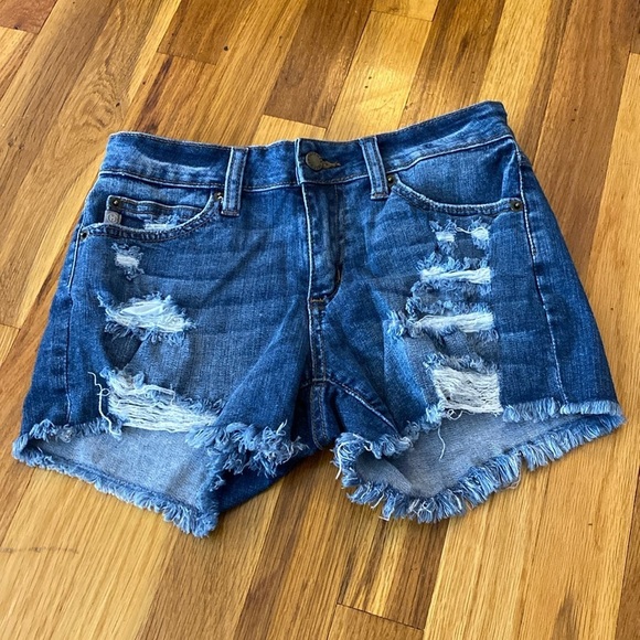 Just USA Pants - Just USA Women’s Blue Ripped Denim Shorts Size XS